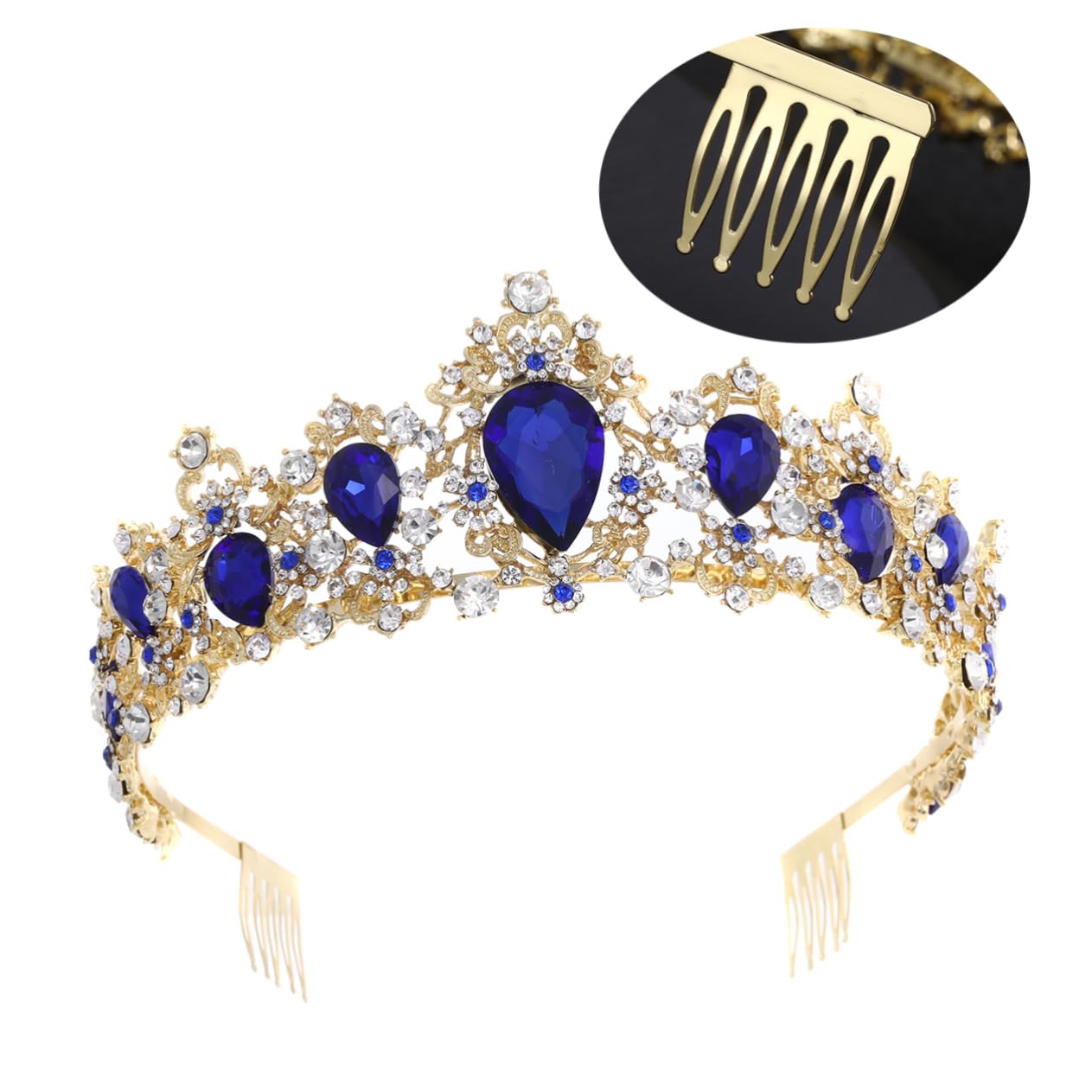 Beaupretty 3 Piezas Novia De Cristal y Tiaras De Cristal Dorado Para Damas Tiara Para La Boda De La Novia Reina Tiara Para Mujer De Boda Hada De Las Mujeres
