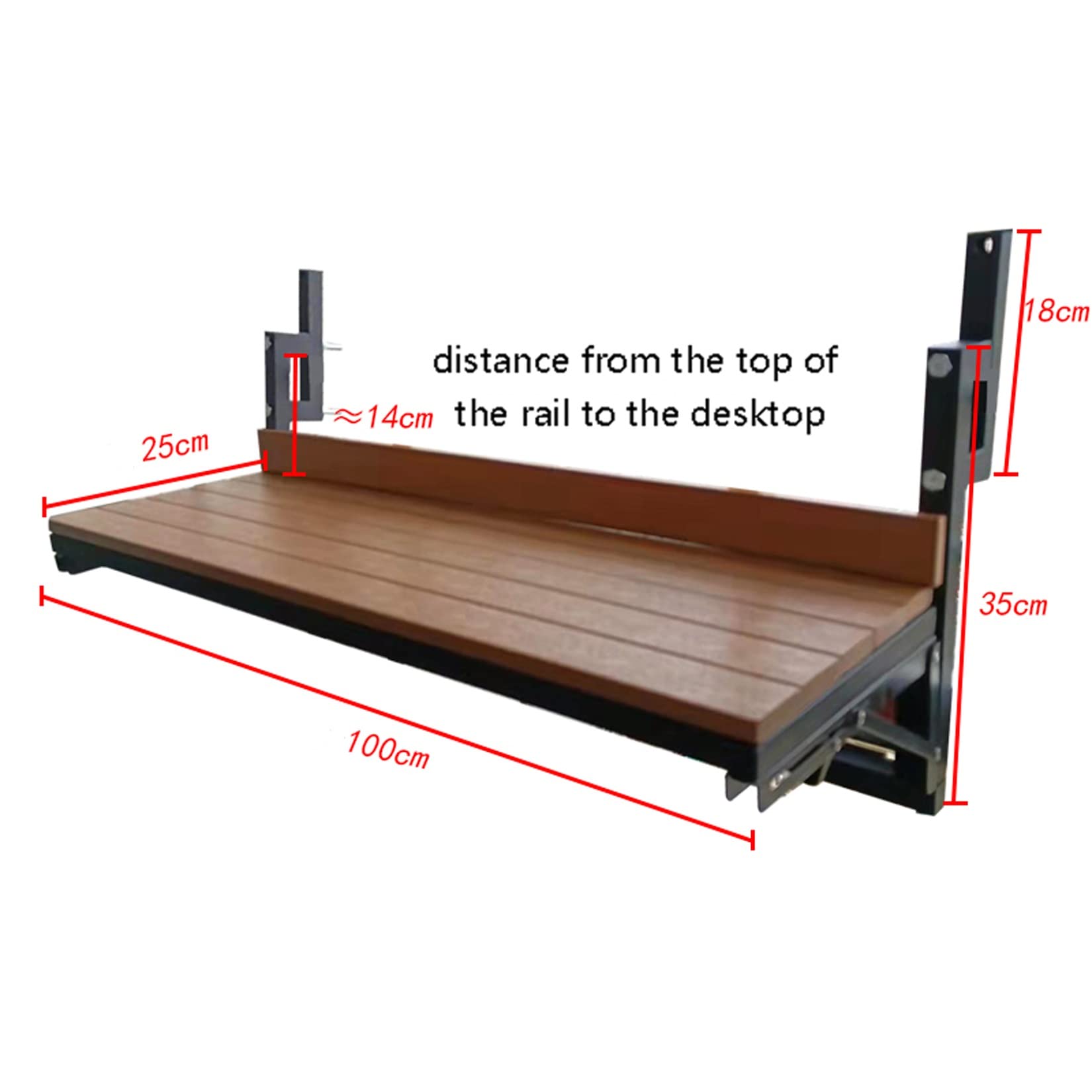 Tavolo pieghevole da balcone per ringhiere, tavolo da appendere a parete per patio e giardino, tavolo compatto 99,8 x 24,9 cm, mobile da esterno salvaspazio