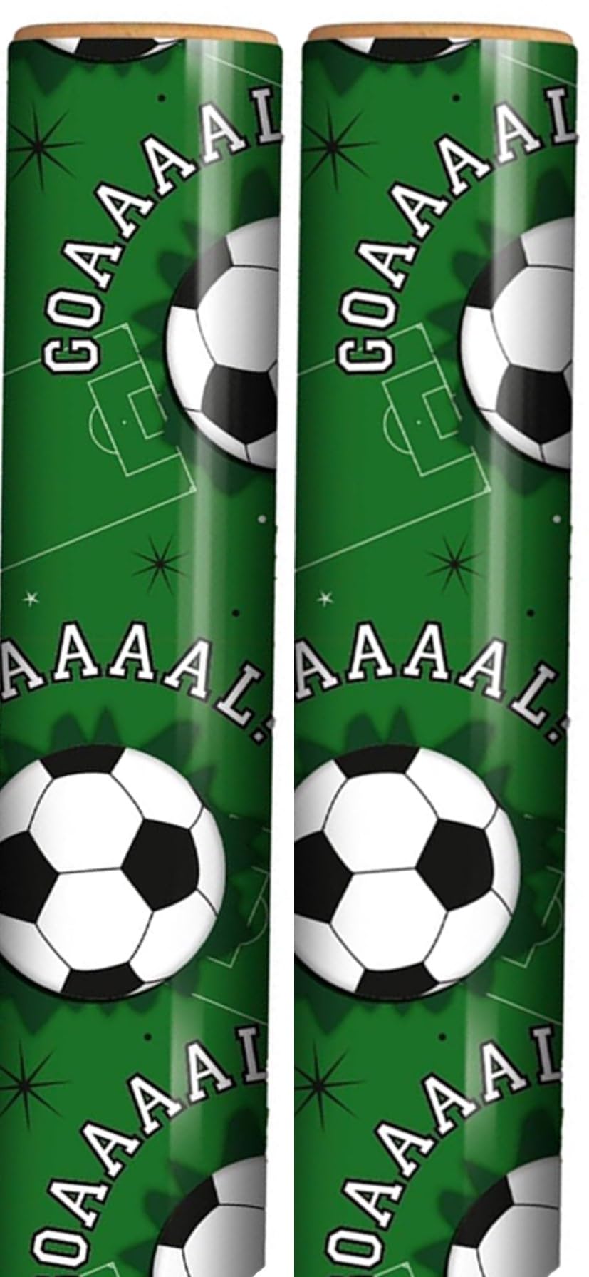 6m Gift Wrapping Paper Roll - 2 x 3m - Green with Footballs - Birthday Fathers Day Adults Children