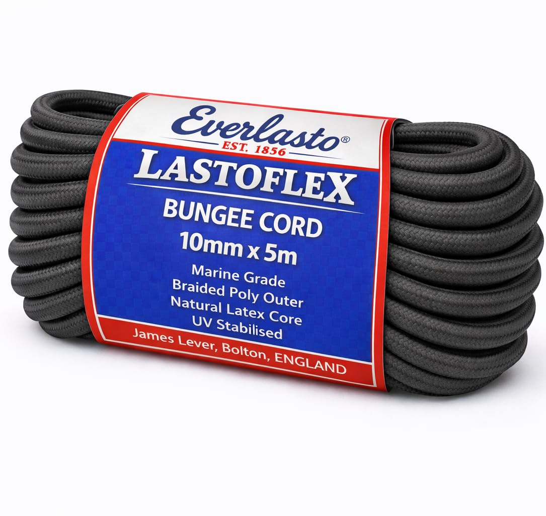 Everlasto Black Lastoflex Bungee Cord 10Mm X 5M