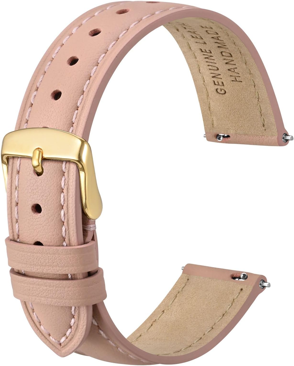 Flat Thin Elegant Genuine Leather Watch Strap,Quick Release Replacement Watch Band for Women,Band Size 12mm 14mm 16mm 18mm 20mm 22mm for Choose