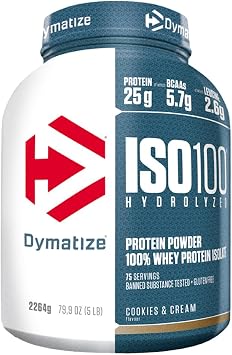 Dymatize ISO 100 Hydrolyzed Cookies & Cream 2264g - Whey Protein Hydrolysat + Isolat Powder