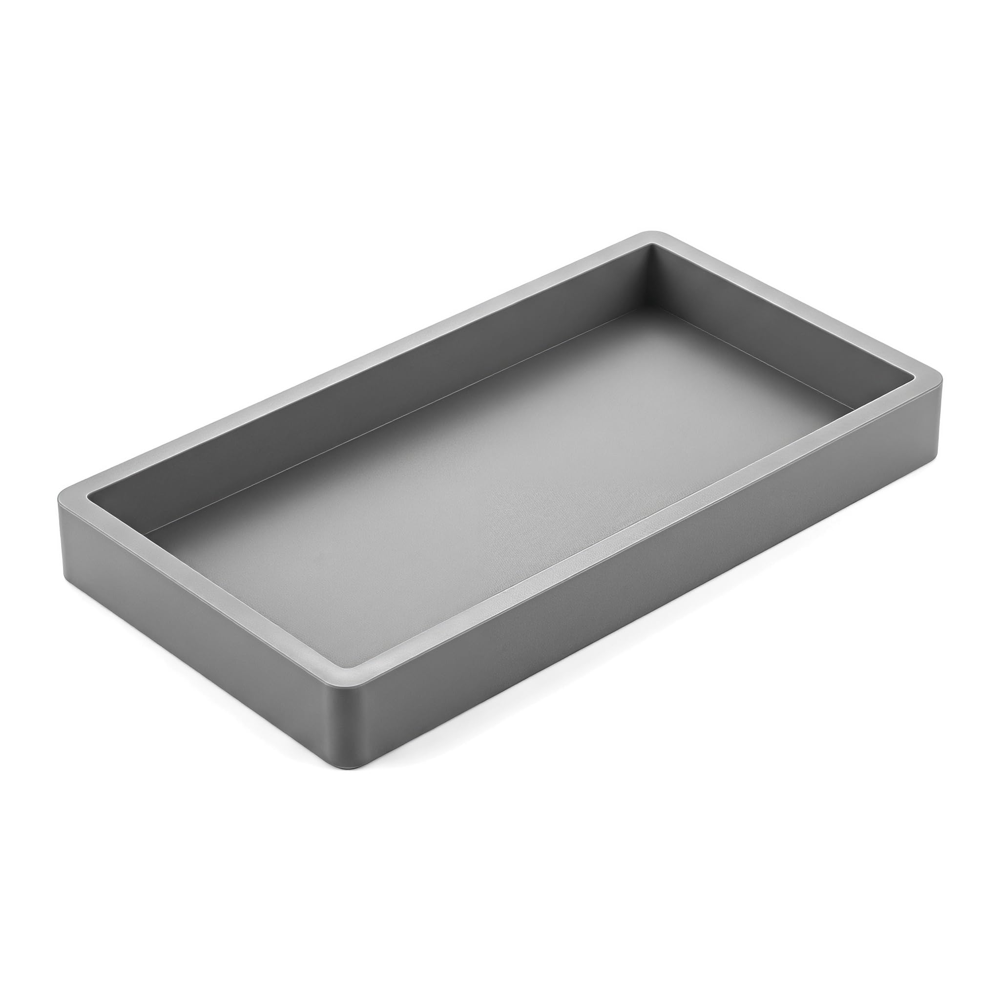 Nybrax 1 Pcs Bathroom Tra, Silicone Vanity Tray, Soap Dispenser Tray, Shatterproof Kitchen Sink Organizer, Rectangular Decorative Trays, for Restroom, Dresser, Kitchen Sink(Grey, 20 x 10 x 2 cm)