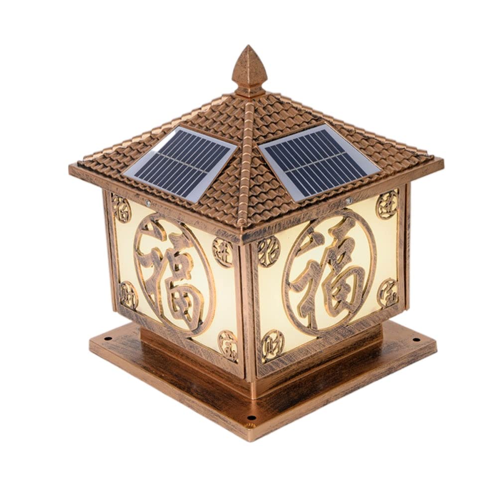GTHTUHFD Courtyard Light Ip65 Waterproof Outdoor Solar Powered & And Power Link Post Lamp Simple Pillar Lantern Wall For Lawn Garden Exterior Fixture,D-25 * 25cm
