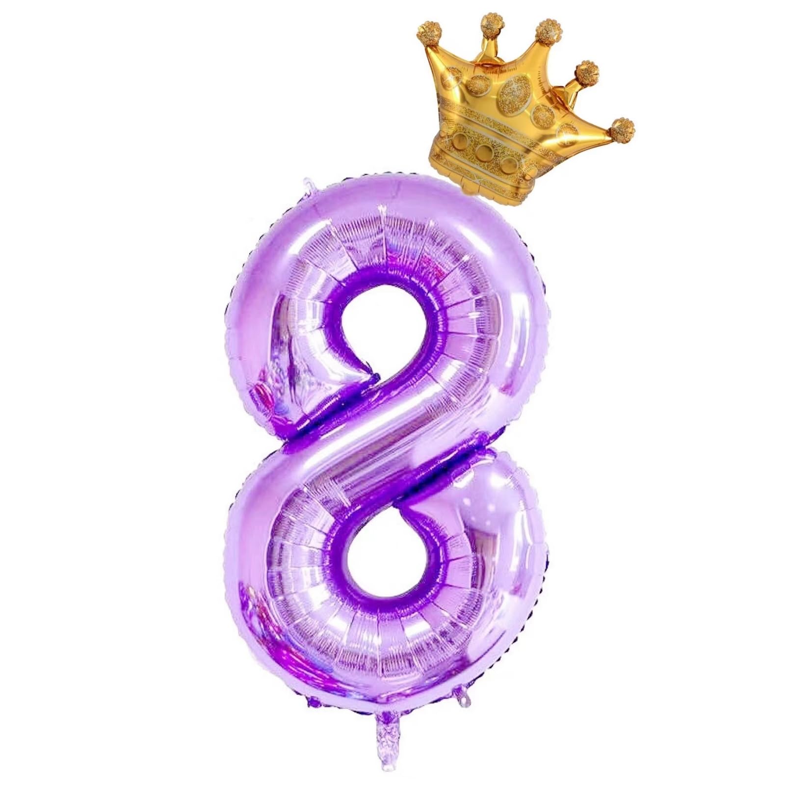 40 Inch Purple Number 8 Crown Balloons Set, 8th Birthday Balloons for Girls, 8th Wedding Anniversar Celebration Decorative Balloons. (8)