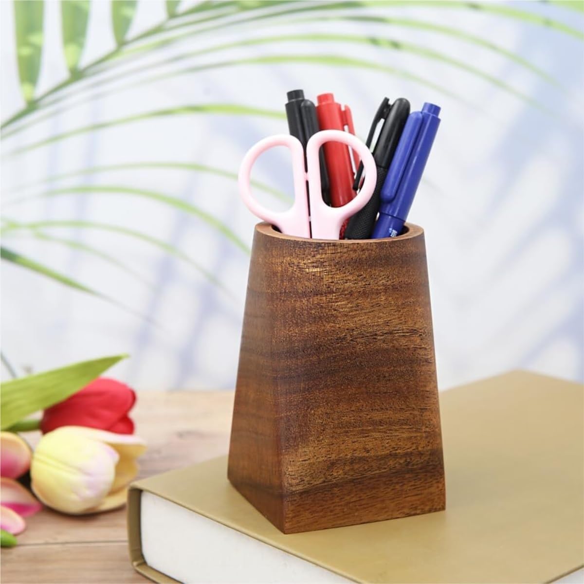 Stifteköcher Stifte Halter Holzstifthalter Walnussholz Stiftbehälter Schreibtischzubehör For Zuhause Schreibtisch-Organizer