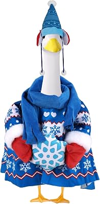 Porch Goose Winter Outfit, Sweater with Knit Hat and Scarf Set Polyester Porch Goose Clothes…