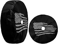 Vista 3 de Foruidea Cubierta de neumático de repuesto militar con bandera estadounidense con agujero de cámara de respaldo, cubierta de neumático