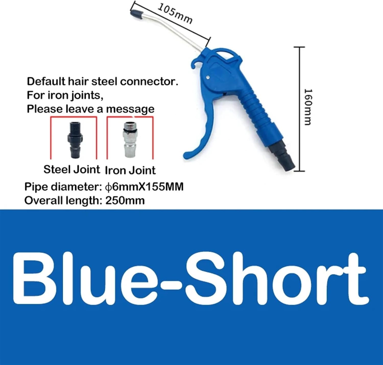 Dust Blowing Gun Air Pump Blowing Gun Jet Gun Extended Soot Blowing Gun Pneumatic Tool Dust(Color:Blue-Short)