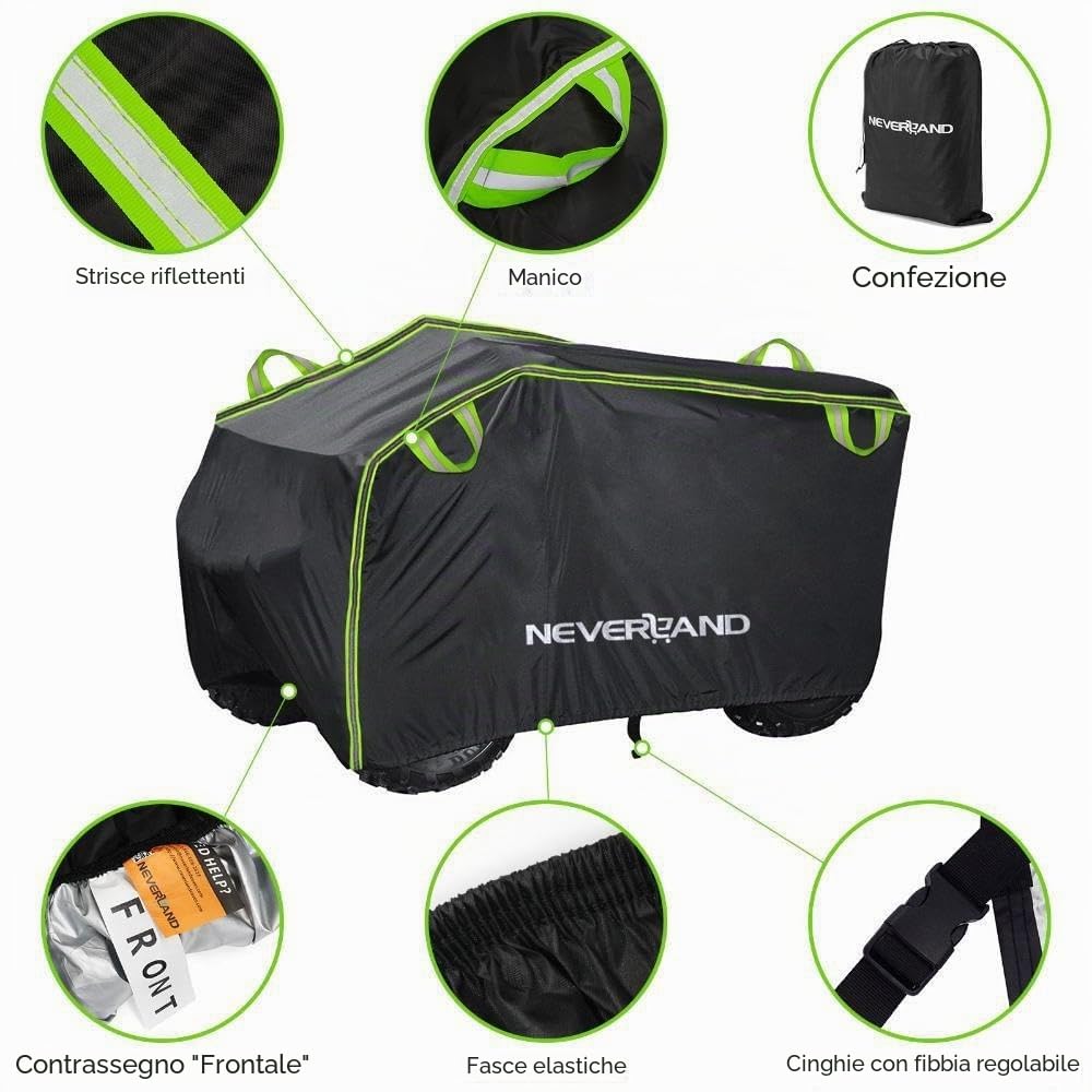 NEVERLAND Copertura impermeabile ATV, resistente agli strappi, 4 ruote, protezione per tutte le condizioni atmosferiche, adatta per la maggior parte delle ATV Quad Bike,210x120x115cm(XL)