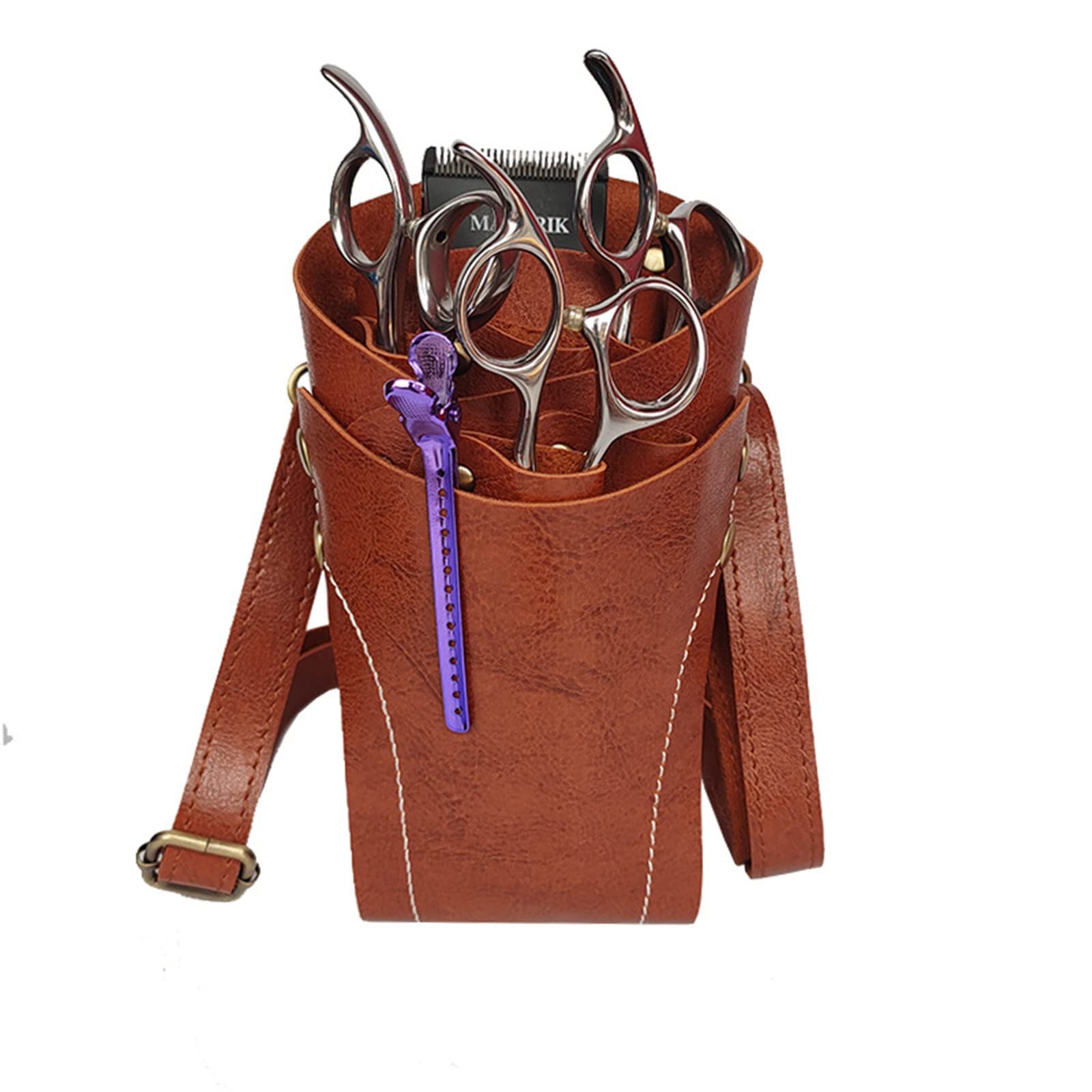 FDEFIRTFG Hairdressing Tool Belt Bag, Hip Holster Pouch for Hairdressers(Brown)