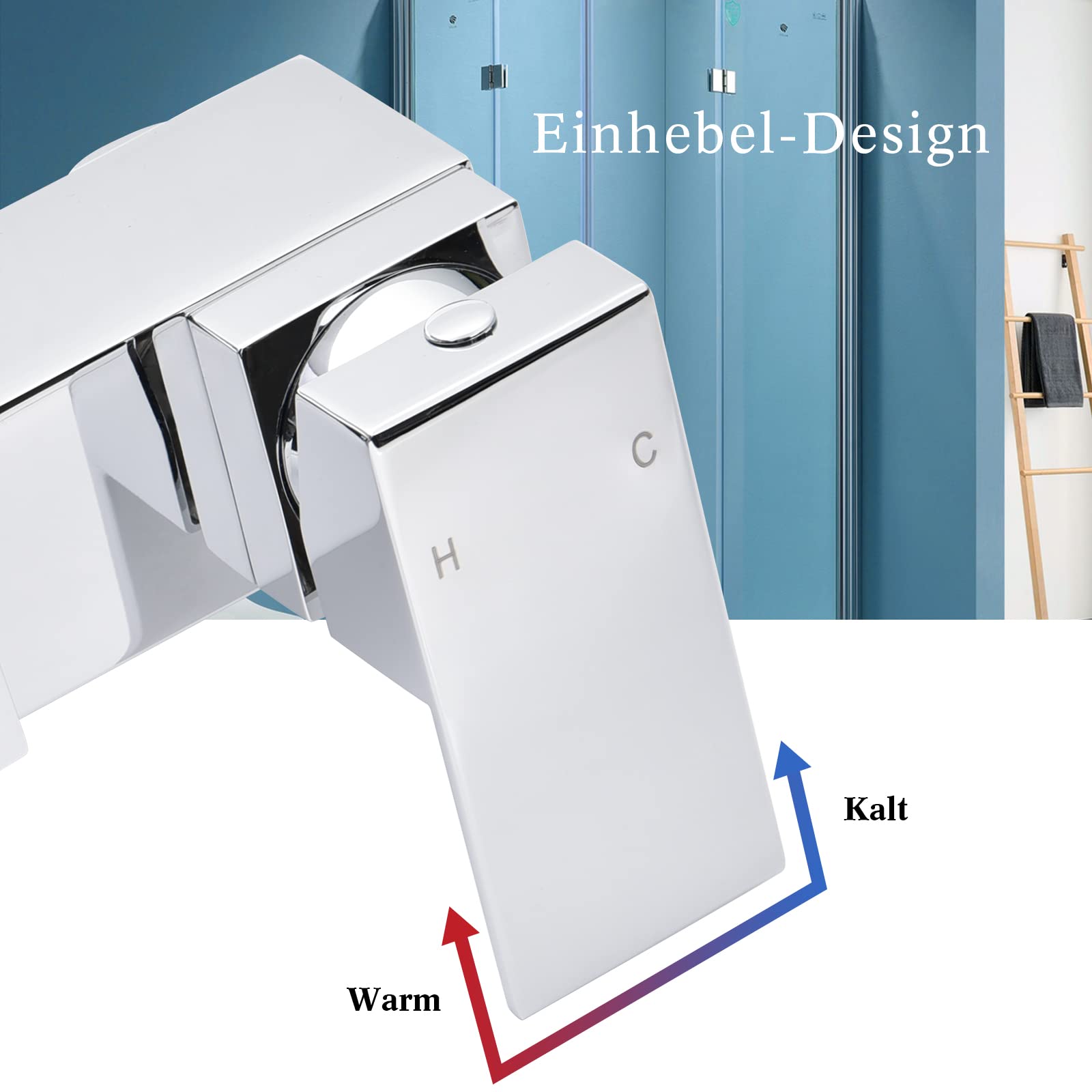 Rubinetto Vasca Con Doccetta A Cascata - Monocomando Cromato, Montaggio A Parete, Ottone Massiccio - Foto 2