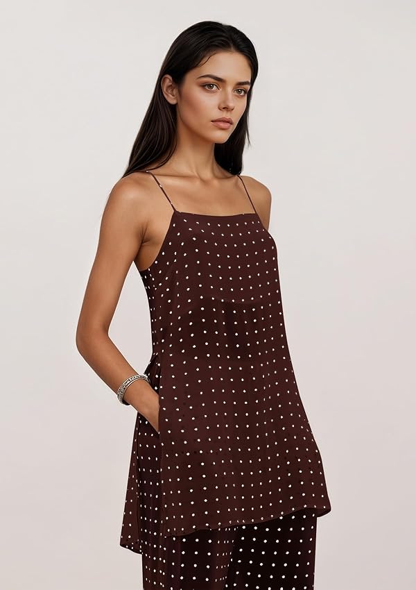 calbatic Polka Dot 2 Piece Sets for Women Summer Camisole and Pants Lounge Sets Vacation Resort Travel Airport Outfits by calbatic - Used condition - Image 3