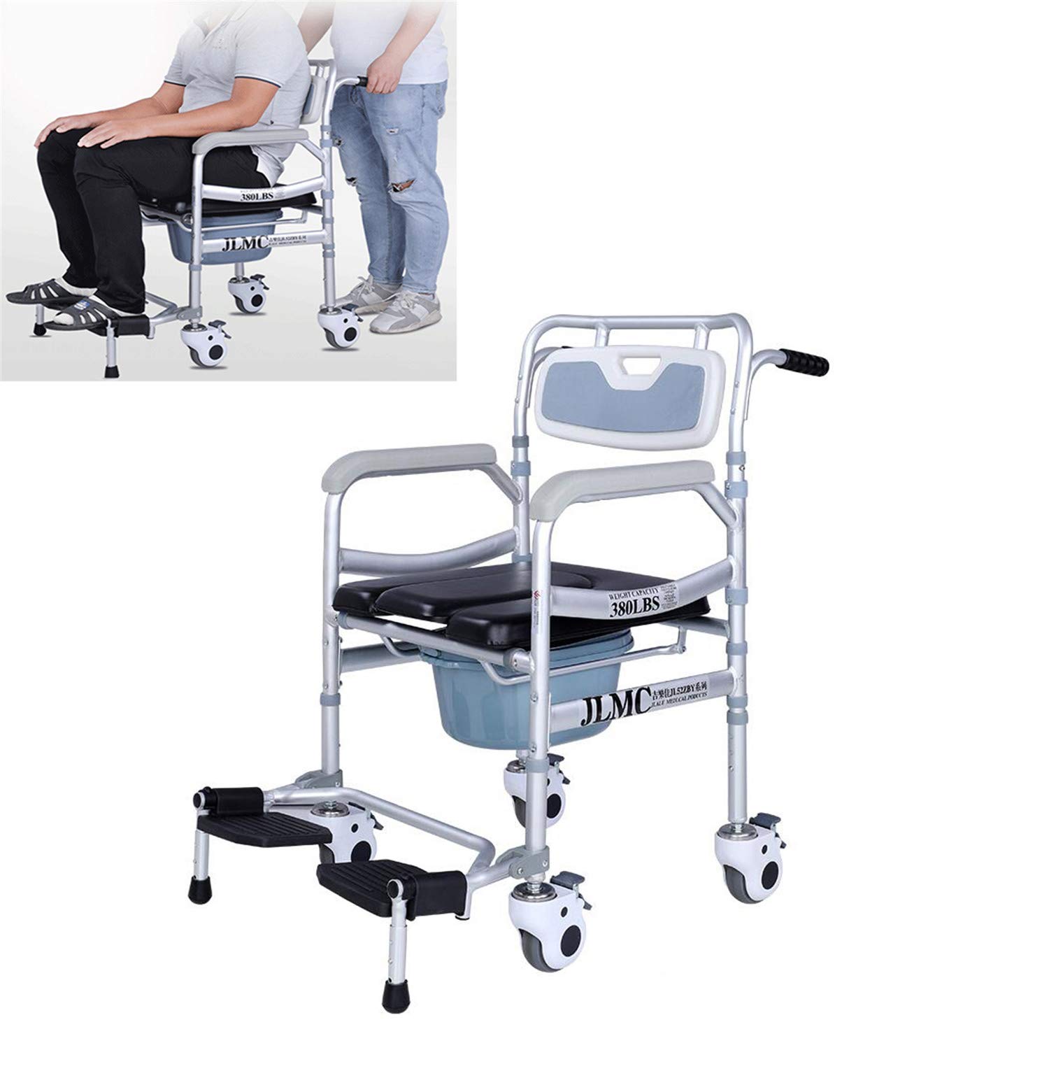 Buy Dxmiee Deluxe Collapsible Wheeled Shower Commode Toilet Chair