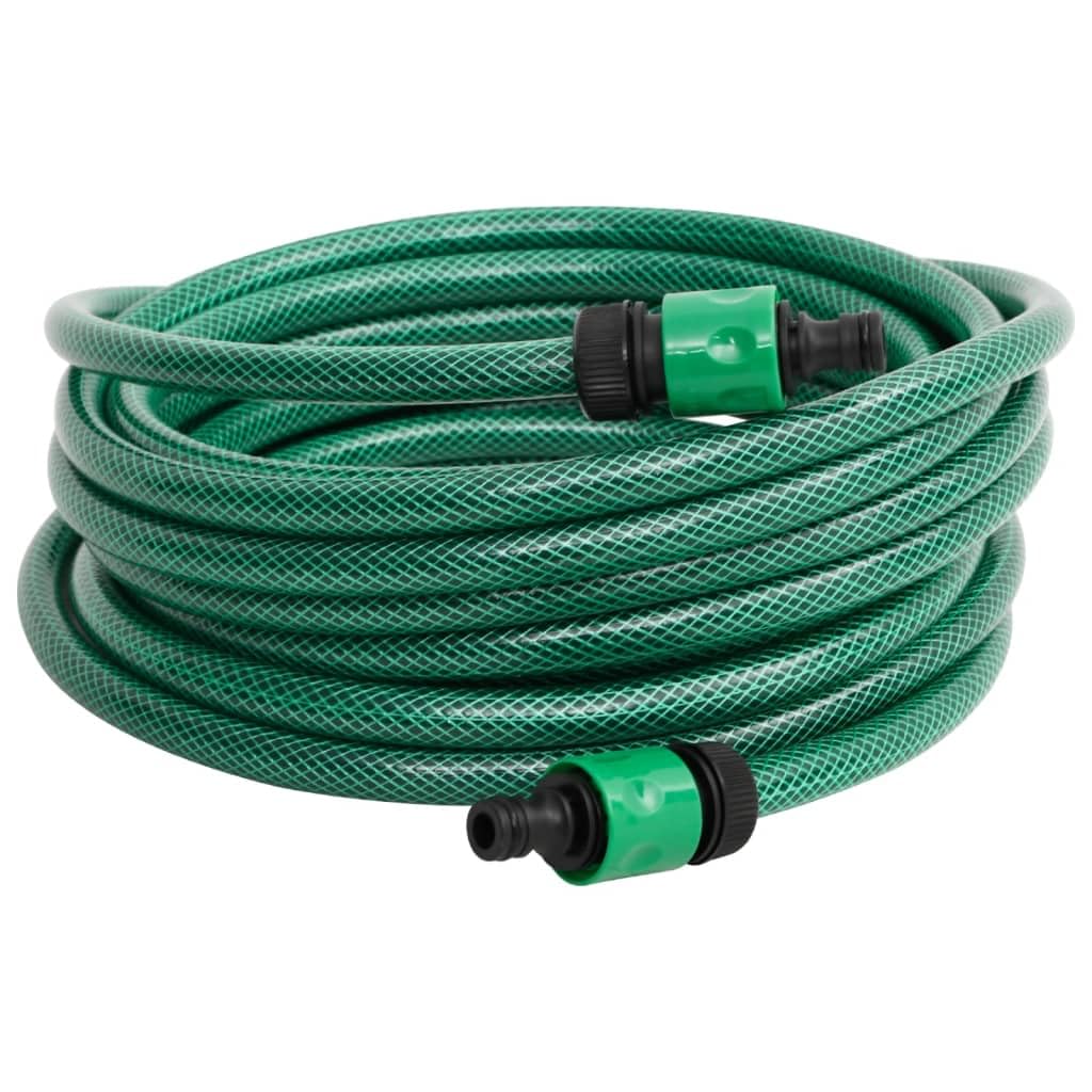 Tubo per piscina verde, 50 m, in PVC, flessibile e resistente, con rinforzo a 3 strati, incluso set di collegamento da 4 pezzi per piscina, pulizia della piscina, giardino e cura dell'acqua