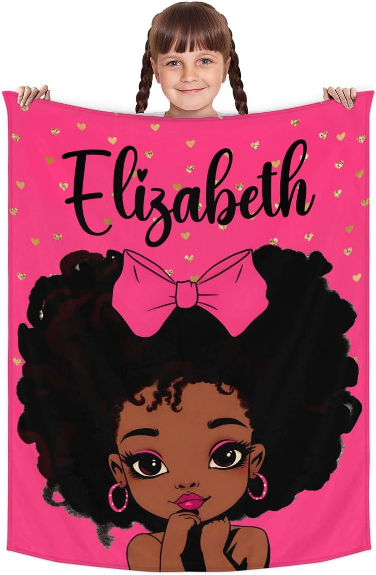 Personalized Baby Blankets for Girls Boys, Custom Baby Blanket Swaddle Toddler Fleece Blanket Personalized Gift Hot Pink Girl