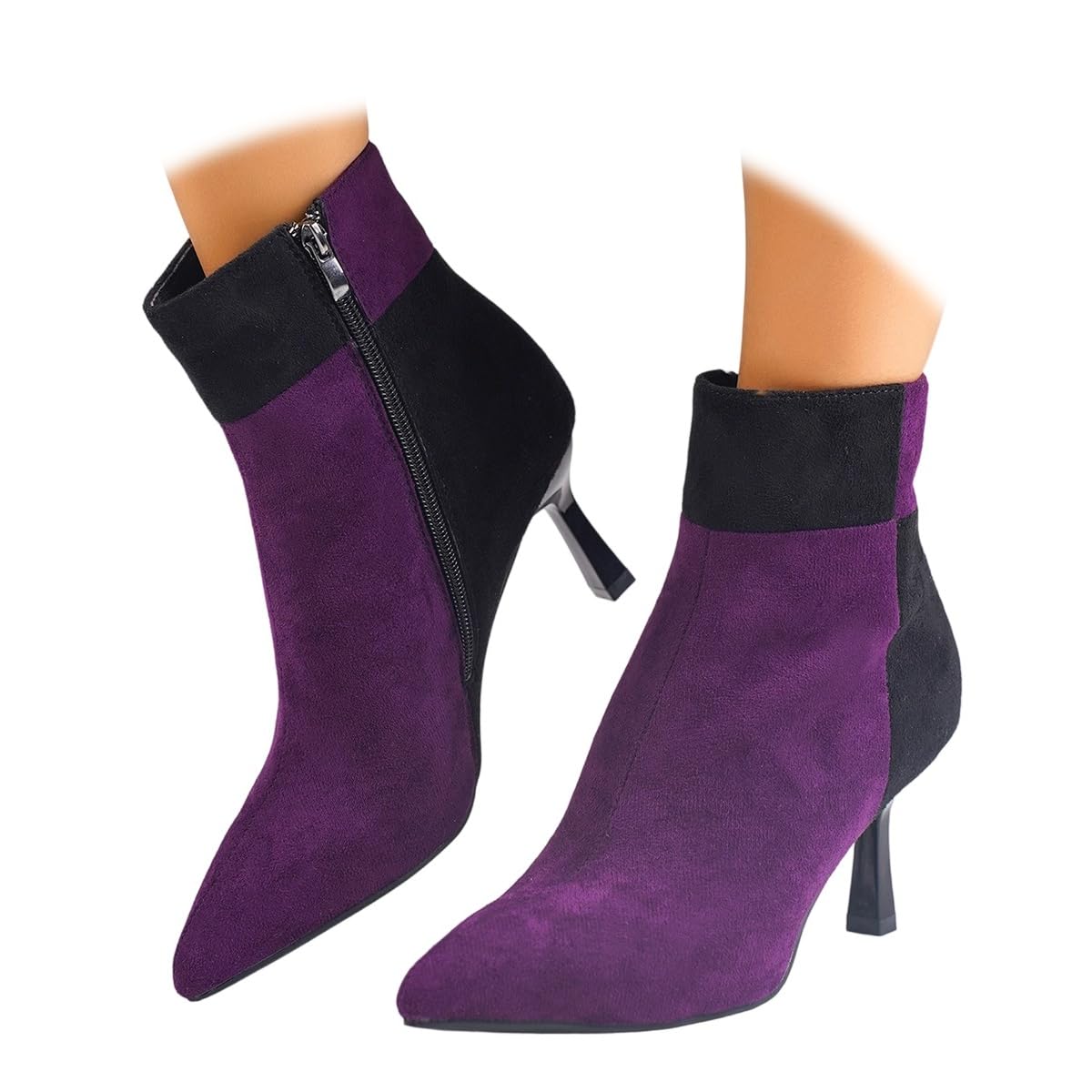 Womens Kitten Heel Ankle Boots Comfortable Pointed Toe Stiletto Bootie High Heels Booties 2 55 Inch Party Dress