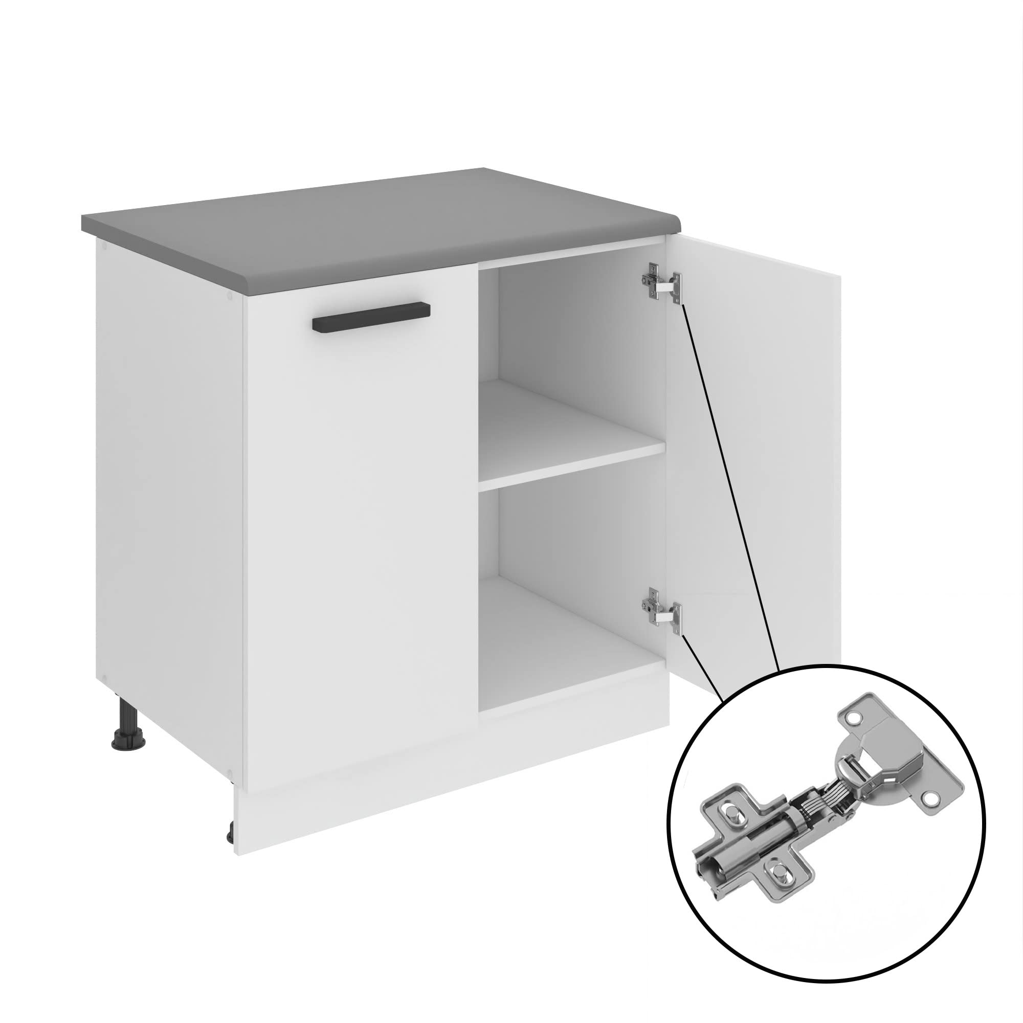 BELINI Meuble Haut Cuisine SGW80 I Meubles de Cuisine - Mural, Rangements, 2 Portes Vitrées I Taille: 29,6 x 80 x 58 cm I Armoire Murale avec Poignée en Métal I Couleur: Rouge très Brillant