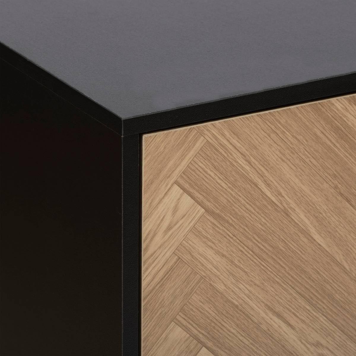 5five - Estantería Chevron de 9 compartimentos y 5 puertas - Efecto madera y negro - Forma cúbica - Almacenamiento práctico y útil - Sala de estar, oficina, dormitorio