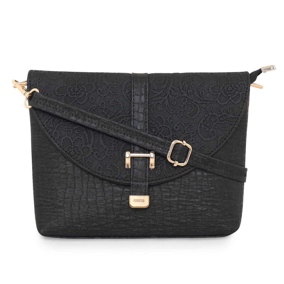 ESBEDA Black Color Flower Embossed Slingbag For Women (B0CMD8N824) Amazon Price History, Amazon Price Tracker