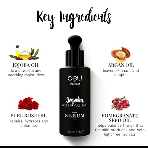 Miniatura 4 de Suero antienvejecimiento de jojoba de 1.0 fl oz – 1.0 fl oz con ingredientes clave, aceite de jojoba, aceite de argán, aceite de rosa puro y aceite