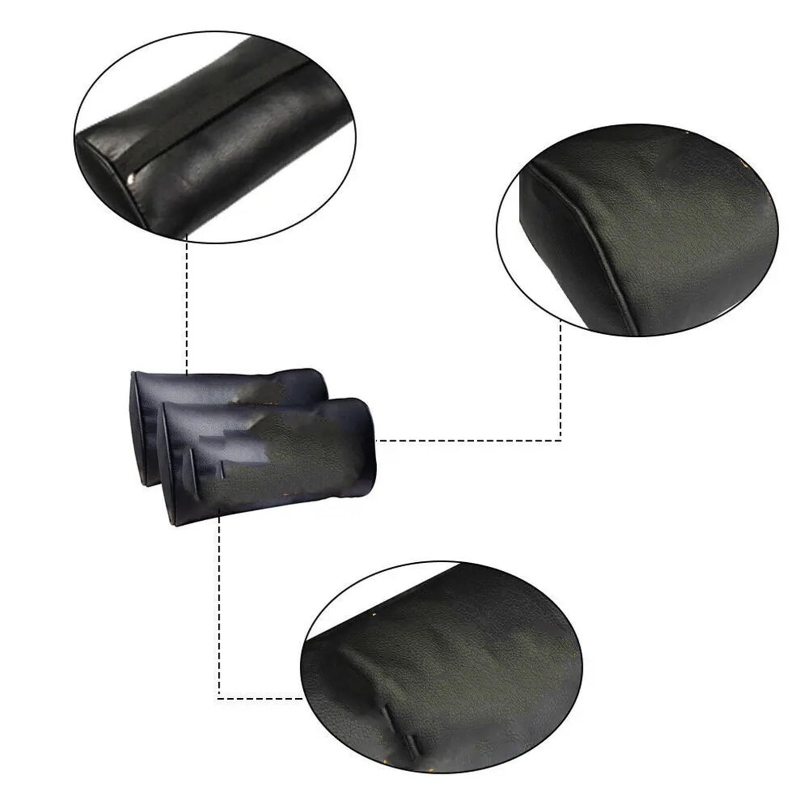 Cale-têtes pour sièges auto Oreillers de cou de siège de voiture en cuir, coussin d'appui-tête, dossier, 2 pièces