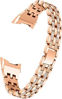 NINKI Works with Luxury Fitbit Charge 5 Bands Bling Bracelet Adjustable Rose Gold Metal Charge 5 Loop Bands Small Large Size Fitbit Charge 5 Bling Wristbands for Women - Rose Gold