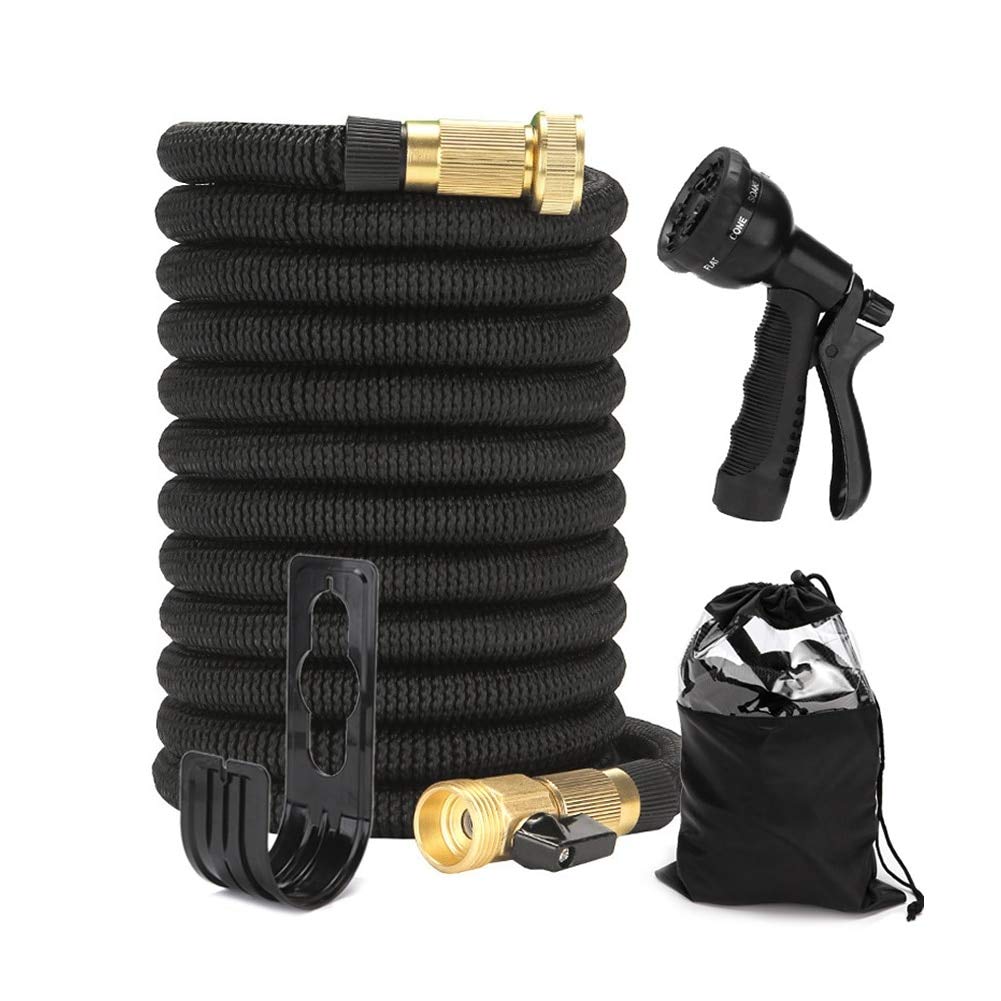TITAN Tubo da giardino, non espandibile, leggero, senza pieghe, resistente e flessibile, con connettori in ottone resistente e ugello a getto ad alta pressione (6,5 m x 1,27 cm