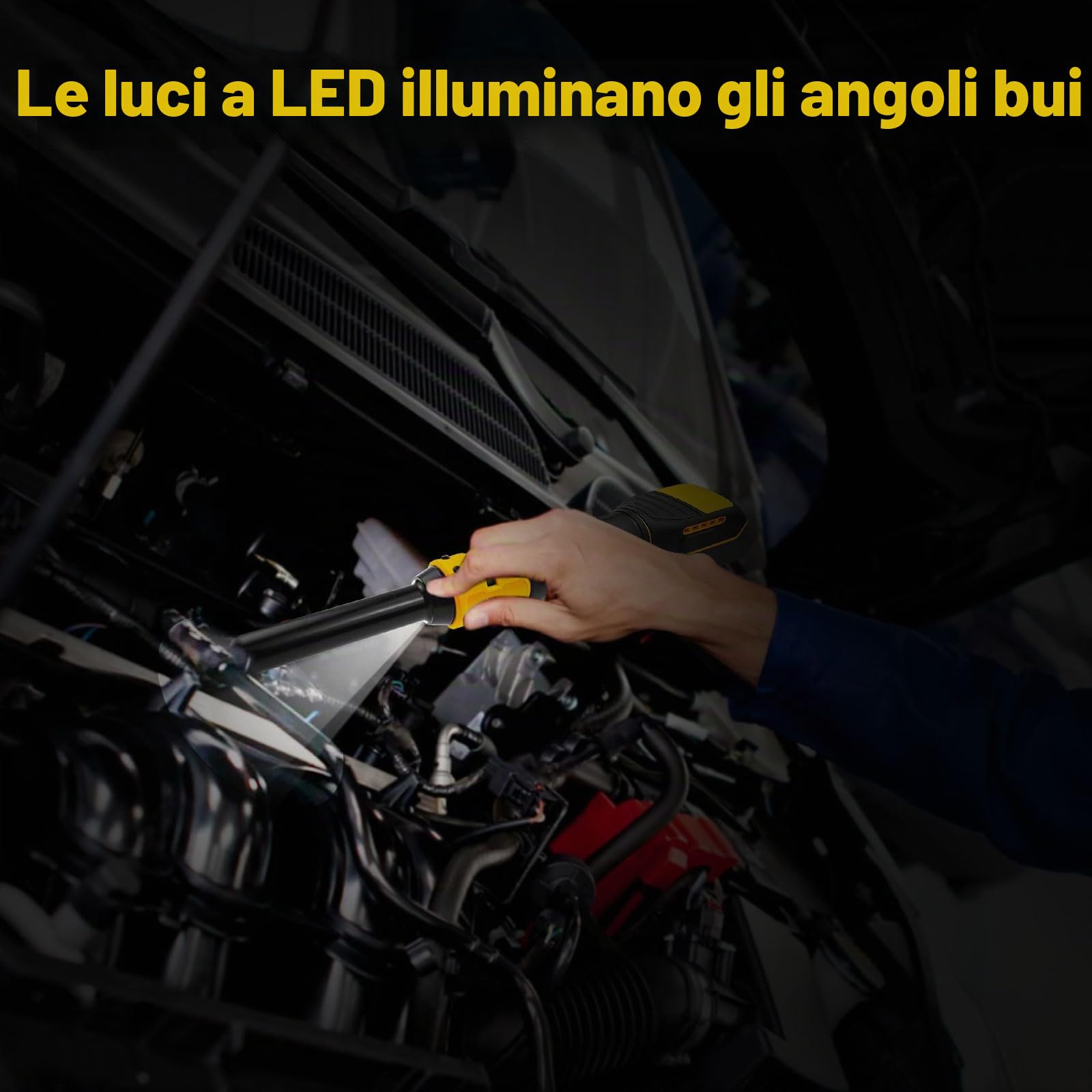 Chiave a cricchetto senza fili estesa da 3/8" per batterie Dewalt da 18V 20V, testa estesa da (6 pollici) 16cm, 80N.m, 320RPM set di chiavi a cricchetto elettriche con luce LED integrata e 8 bussole