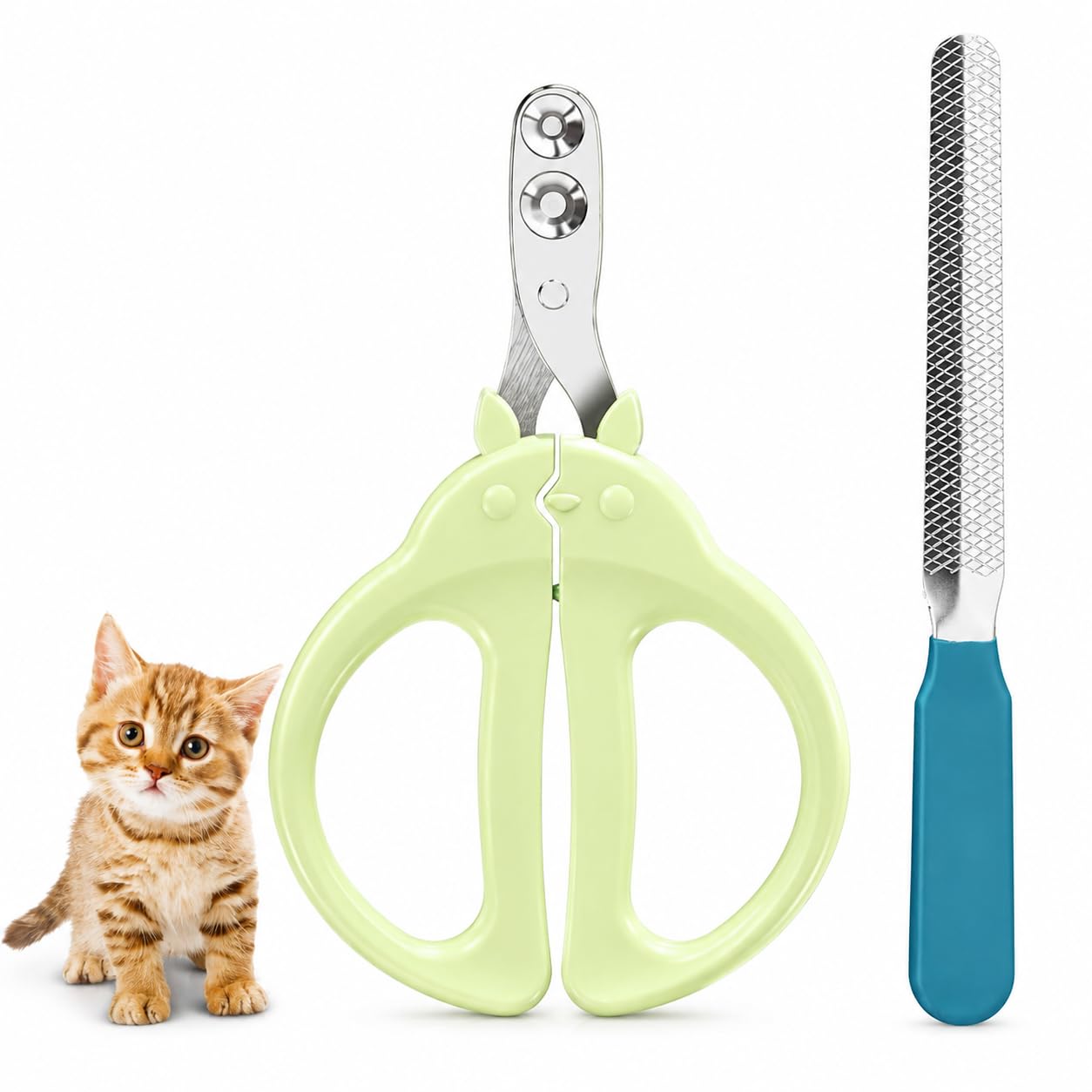 PetVogue Cat Nail Cutter for Persian Cat, Cute Cat Clipper Bear Design Nail Cutter for Cat, Stainless Steel Brown Cat Nail Trimmer PP Handle Cat Nail Clipper Pet Nail Cutter for Small Pets (2mm&3.2mm)
