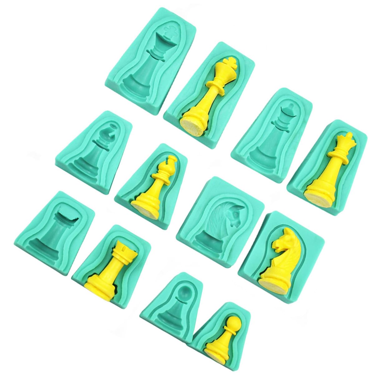 Stampo in Silicone per Cioccolato a Scacchi, Set 12 Pezzi, Verde | Stampi per Torta Scacchi, per Fondant, Diy Baking Sicuro, Design Creativo, Unico e Innovativo