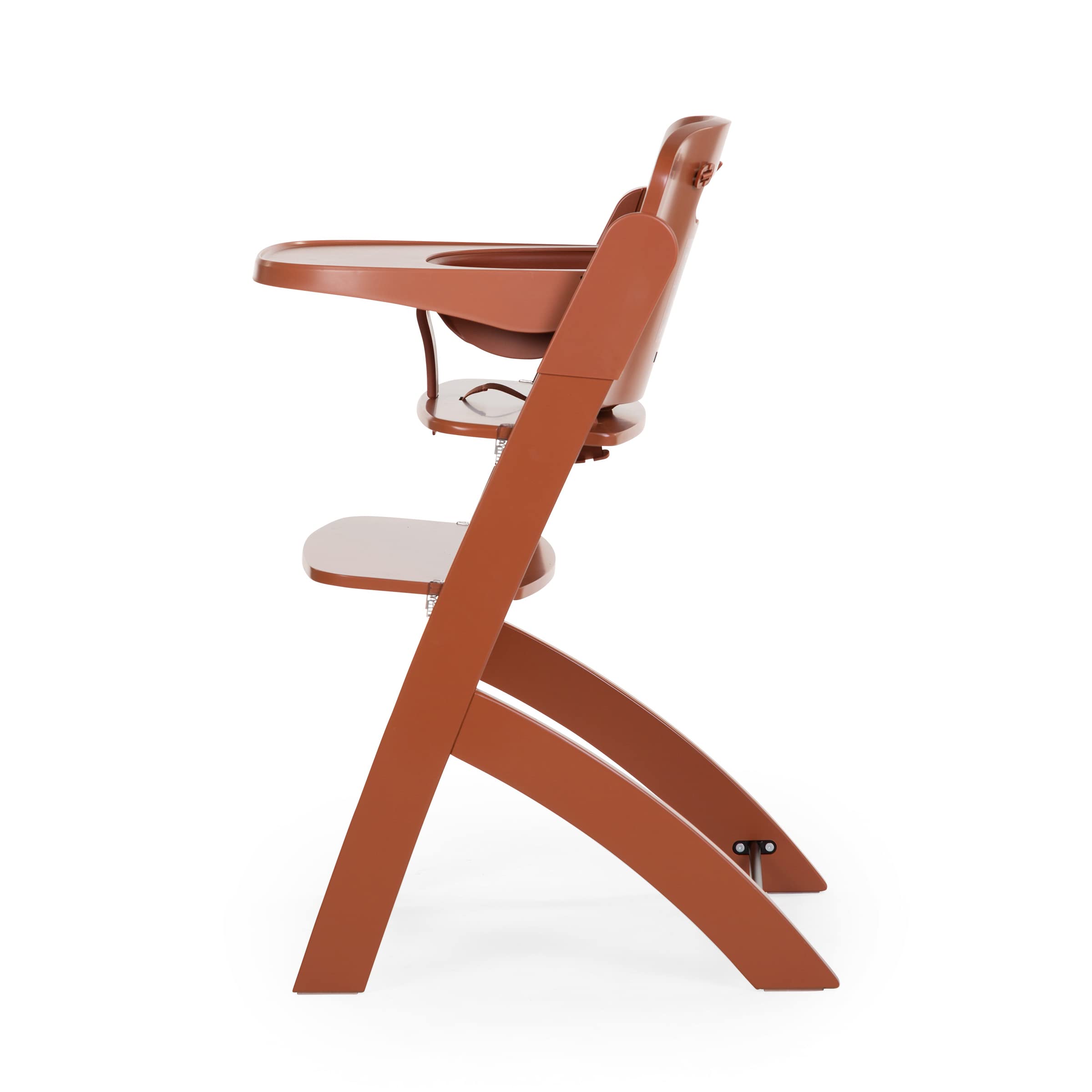 CHILDHOME, Chaise Haute Bebe Evolutive : De 0 mois à 85KG, Tablette Incluse, Bois de Hêtre, Arceau, Sécuritaire Harnais 5 points, Vis Invisibles, Evosit, Terracota