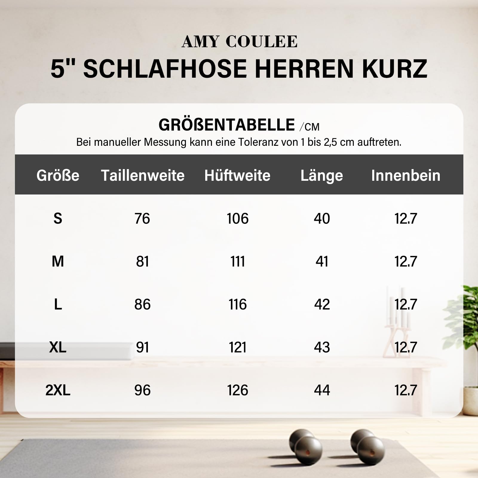 Amy Coulee Schlafhose Herren Kurz 5" Baumwoll Schlafshorts Verstellbare Taille Pyjamahose Herren Kurz Atmungsaktiv Sommer Shorts