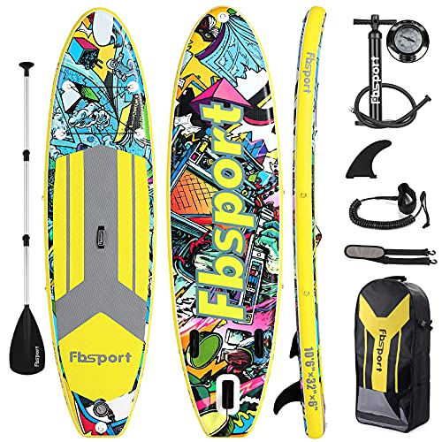 FBSPORT Tabla de SUP hinchable para remo de 15 cm de grosor, con remo de aluminio ajustable y bomba de mano, modelo de 320 cm