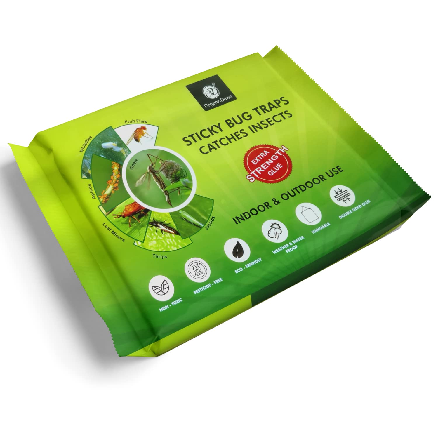 OrganicDews Yellow Double Sided Sticky Glue Bug Trap (8X6 Inches - 100 Traps) with Twist Tie - Flying Insects, Gnats, Thrips, Fruit Flies - Indoor and Outdoor (Pack of 100 Traps)-picture-26