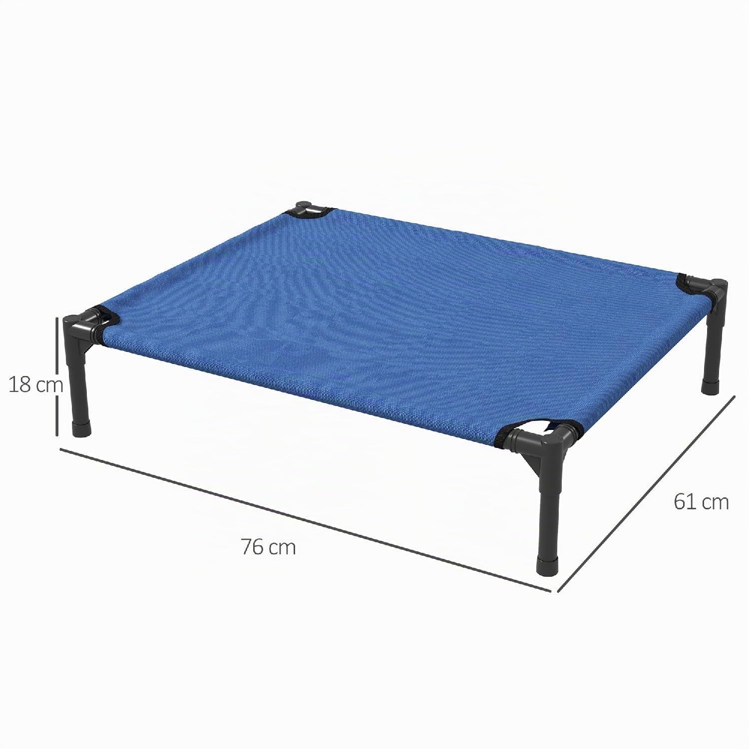 DecHome - Cuccia Lettino per Cani Rialzato Pieghevole per Interno ed Esterno in Metallo e Tessuto Oxford 76x61x18 cm Colore Blu