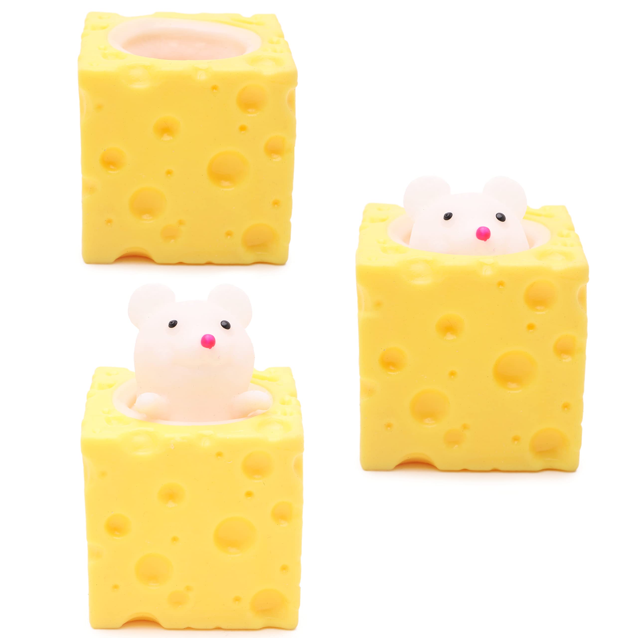 Toyland® Mouse 'n' Cheese - Novelty Squeeze Toys - Assorted Colours - White Mouse