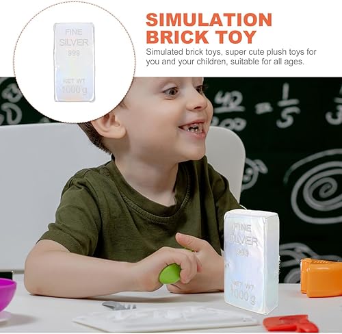 Miniatura 5 de Totority Barras de plata falsas, réplicas de lingotes de ladrillo, accesorios de película brillante, adorno de riqueza Feng Shui, tope de puerta de