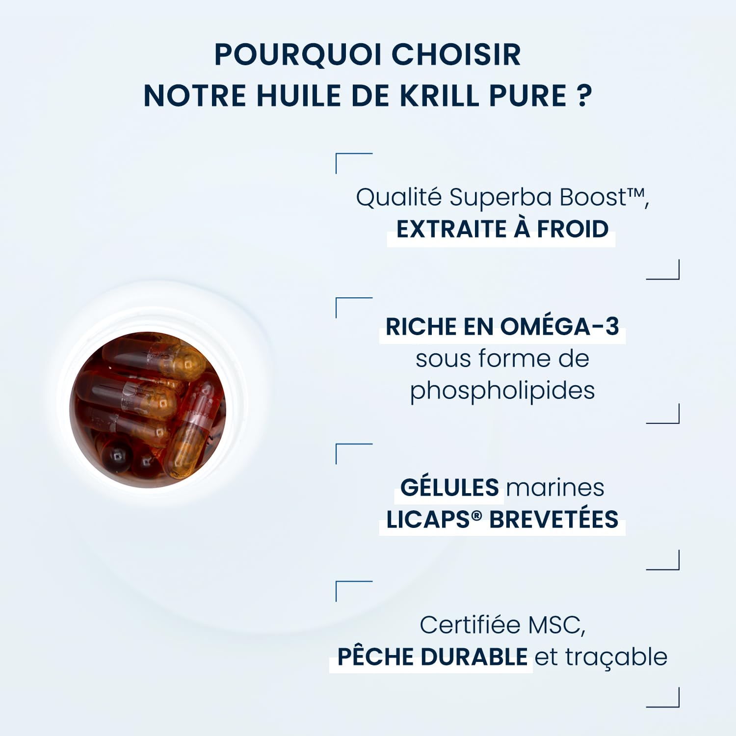 Huile de Krill Pure Superba Boost™ 590mg - Oméga-3 Phospholipidiques & Astaxanthine - Soutien Cœur, Cerveau & Vision - Pêche Durable - 60 Gélules Licaps® (1 à 2 mois) - Dynveo