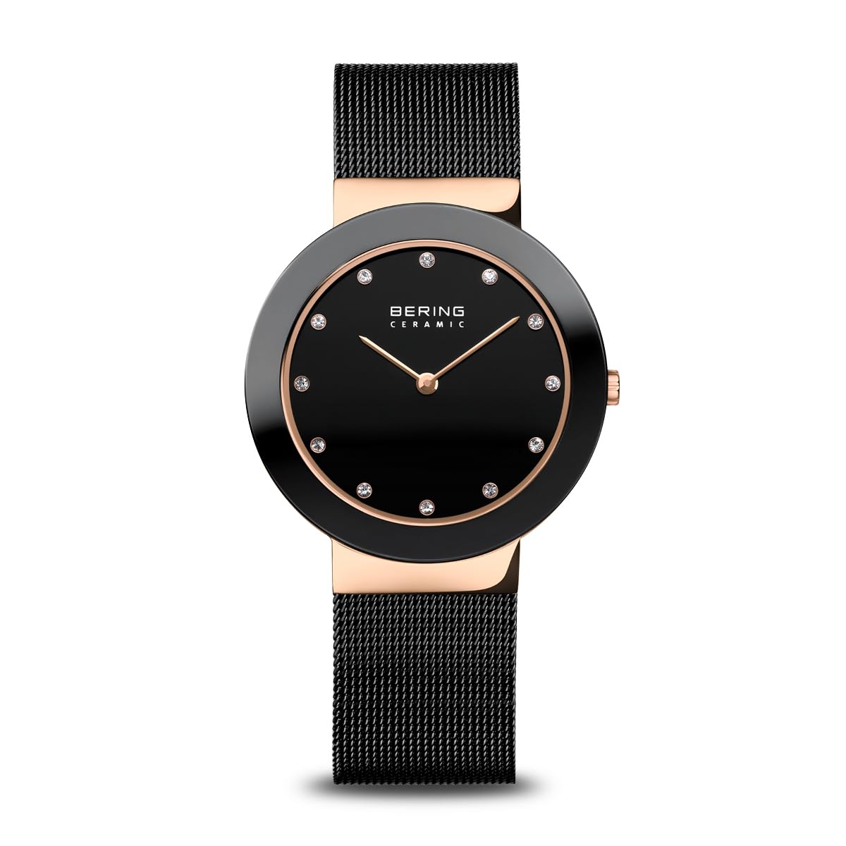 Bering Damen Quarz Uhr | Armbanduhr 35 mm Edelstahlgehäuse und Zifferblatt | Milanaisearmband | Saphierglas | 5 ATM | 11435