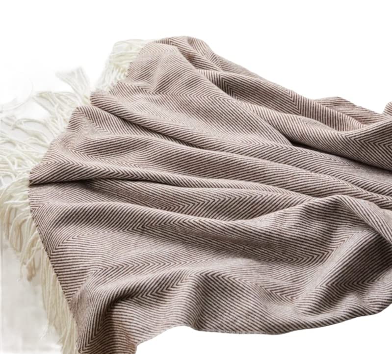 Cashmere Soft Feel Blanket | Throw Blanket For Bed | Sofa With Zigzag Herringbone Pattern Size 60”x120” (Brown)