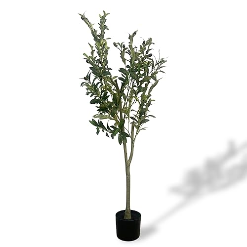 XBrand 47.2-Inches Artificial Olive Tree in Pot for Indoor Outdoor