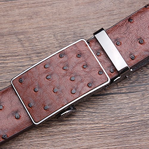 Men's Ostrich Skin Embossed Pattern Automatic Buckle Genuine Cow Leather Belts Ratchet Belt 35mm Wide 5 Color2