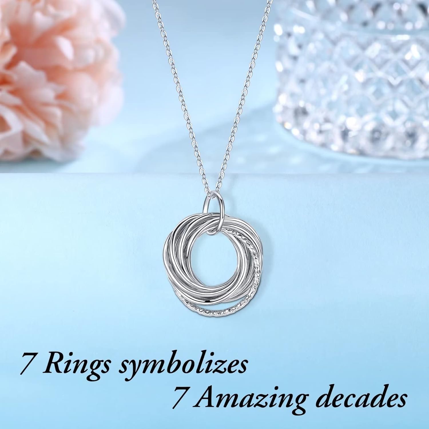 IEFLIFE Birthday Gifts for Women, Sterling Silver Chain Birthday Necklaces, 40th 50th 60th 70th 80th 90th Birthday Necklace, 40 50 60 70 80 90 Years Old Birthday Gifts, 4 5 6 7 8 9 Decade Birthday Jewelry for Women - Image 3