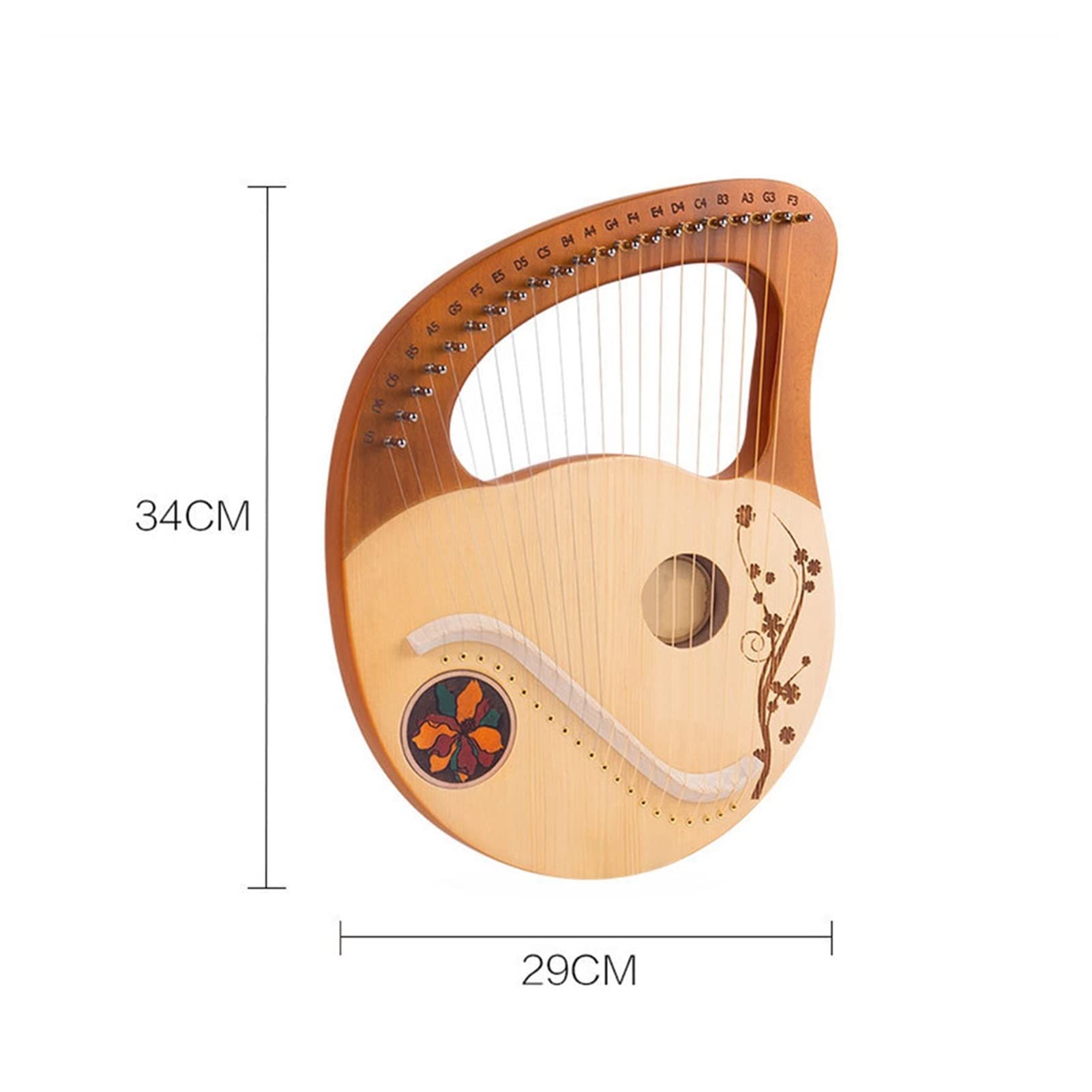 21 Saiten Leier Harfe Aus Holz Mahagoni Musikinstrument Mit Ersatzsaiten Stimmschlüssel Harfen-Saiteninstrument