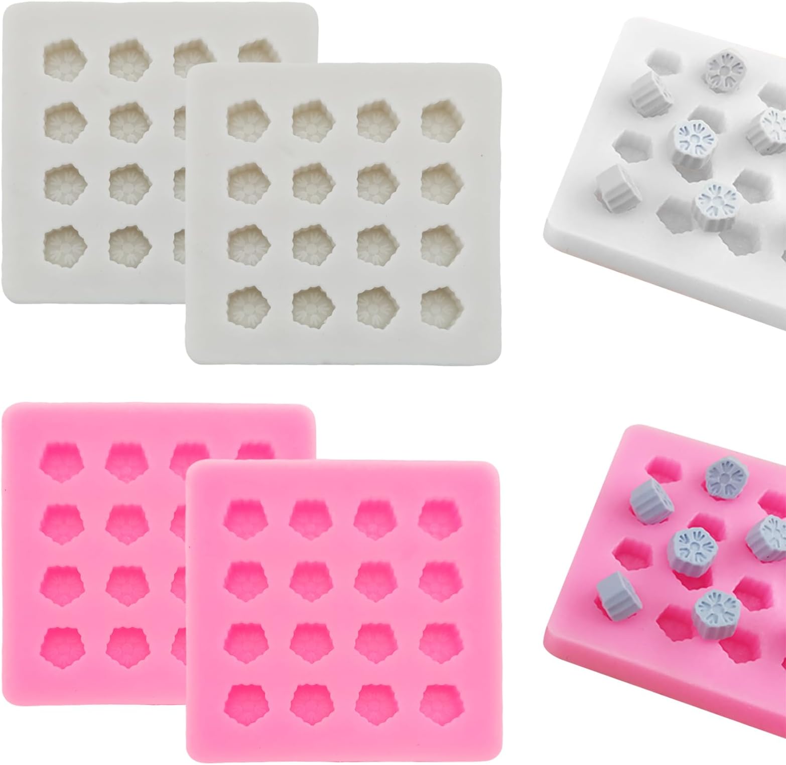 4 Pack Mini Snowflake Silicone Molds for Earrings - Epoxy Resin Jewelry Making, Small Craft DIY Molds for Floral Pendants & Charms