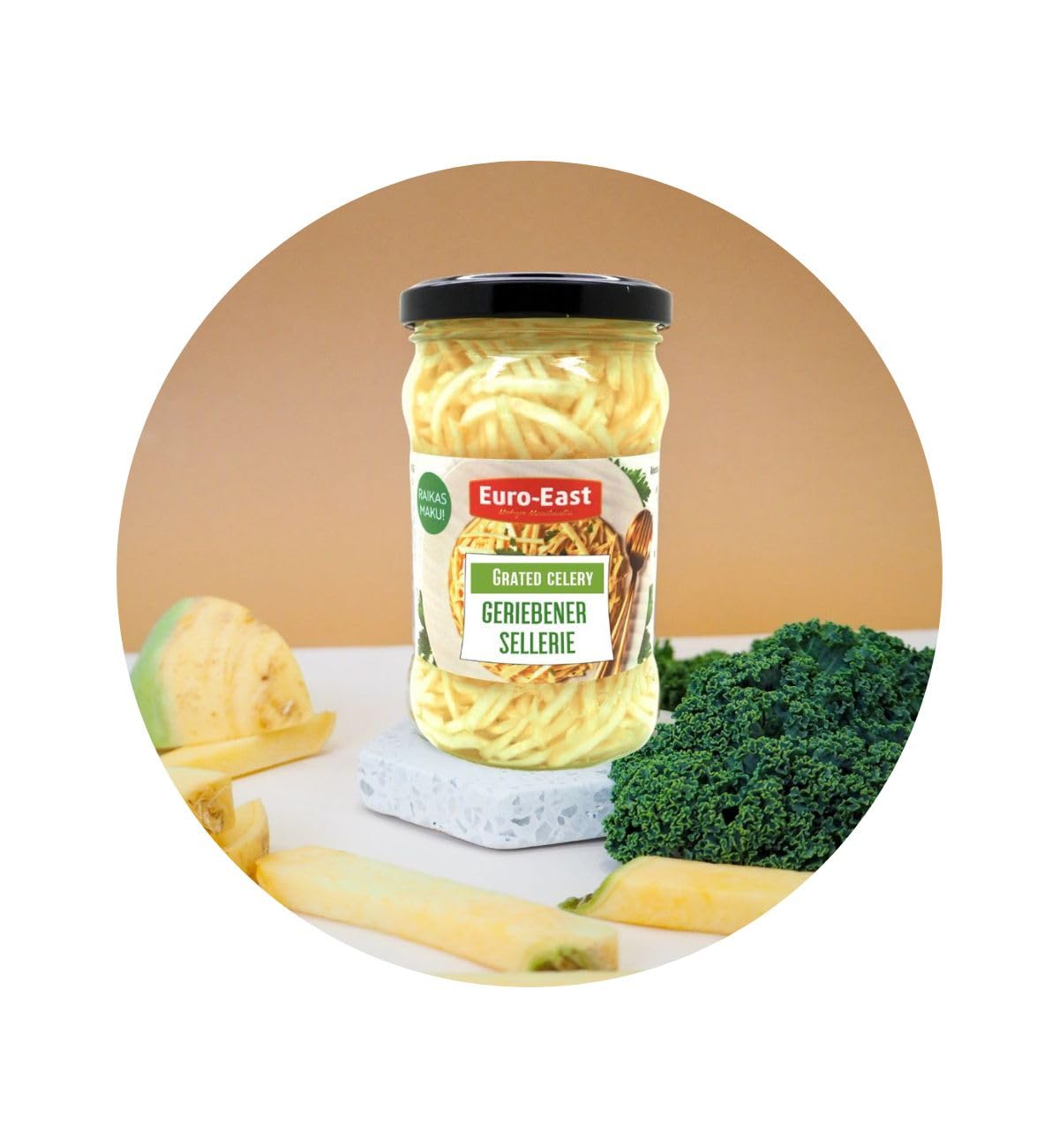 Euro-East Geriebener Sellerie 12er Pack im Glas x 280g | vegan, glutenfrei