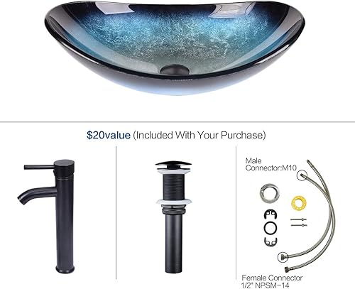 Miniatura 5 de Puluomis Tocador de baño de 24 pulgadas, puerta de granero, soporte de madera moderno, gabinete de baño con baño, barco, recipiente de vidrio azul