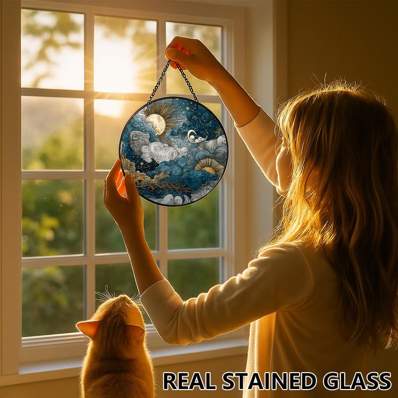 Himmlischer Himmel, Buntglas-Fensteraufhängung, Sonnenfänger, Innenfenster, Buntglasscheiben, Wanddekoration für Mutter, Ehefrau, Liebhaber, 30 cm