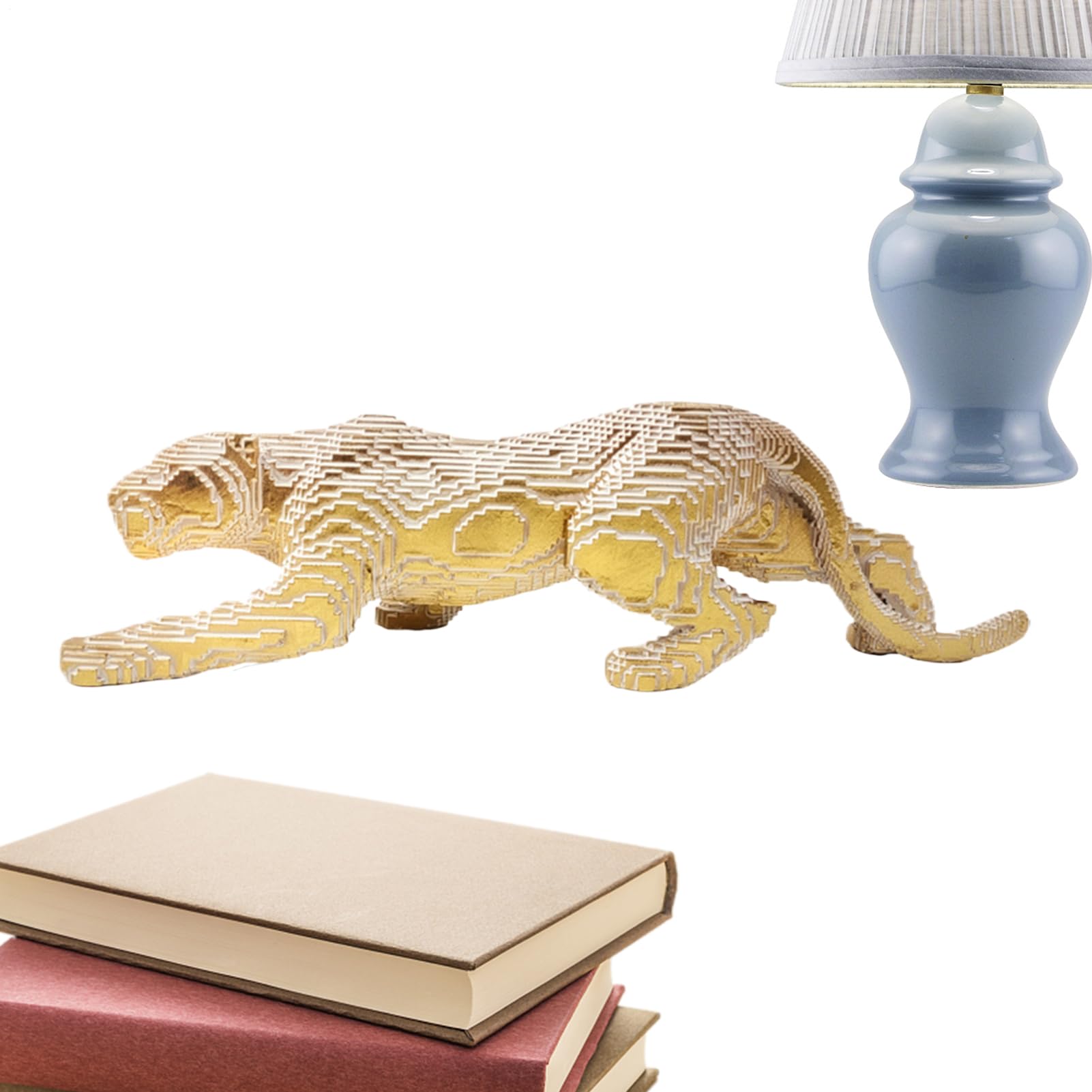 Cheetah Statue, Leopard Sculpture Decorations, Elegant Tabletop Ornament, Decorative Accent for Bookshelf, Kitchen, Bedroom, Living Room, or Cabinet Display